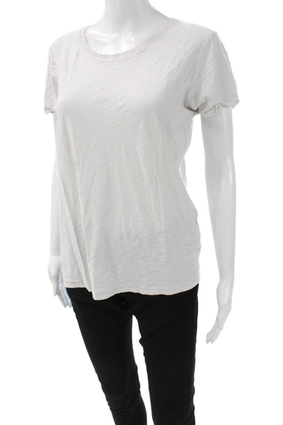 Nation LTD Women Basic T-Shirt White Cotton Crew Neck Short Sleeve Size L