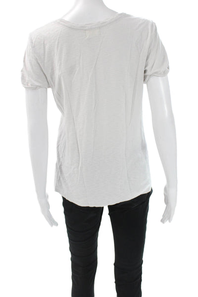 Nation LTD Women Basic T-Shirt White Cotton Crew Neck Short Sleeve Size L
