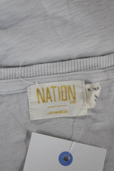 Nation LTD Women Basic T-Shirt White Cotton Crew Neck Short Sleeve Size L
