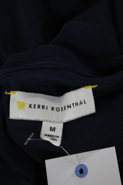 Kerri Rosenthal Womens Basic Cotton Crew Neck T Shirt Blue Short Sleeve Size M