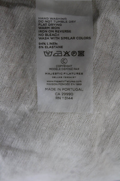 Majestic Filatures Women Basic Linen Crew Neck Gold T-Shirt Short Sleeve Size 1
