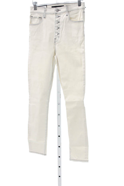 J Brand Women Skinny Ivory Mid Rise Cotton Jeans Size 26