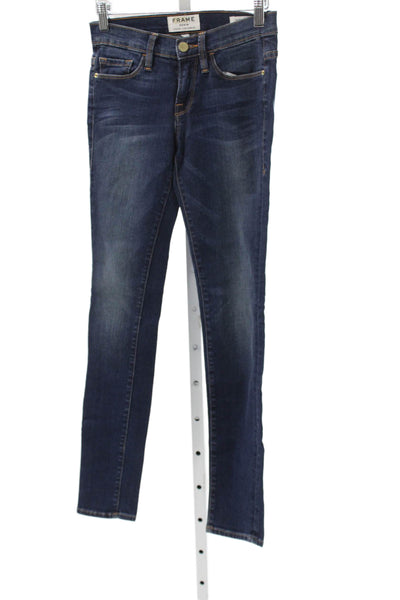 Frame Denim Womens Blue Skinny Jeans Mid Rise Button Fly Size 25
