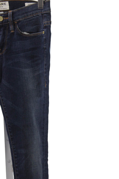 Frame Denim Womens Blue Skinny Jeans Mid Rise Button Fly Size 25