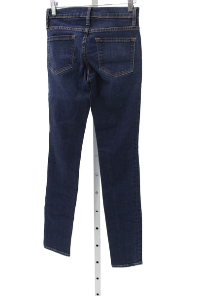 Frame Denim Womens Blue Skinny Jeans Mid Rise Button Fly Size 25