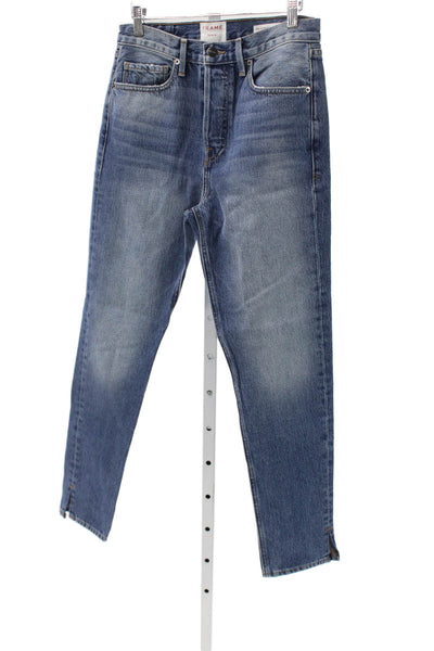 Frame Denim Womens Straight Jeans Blue Mid Rise Button Size 27