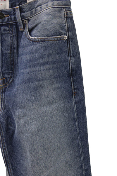 Frame Denim Womens Straight Jeans Blue Mid Rise Button Size 27