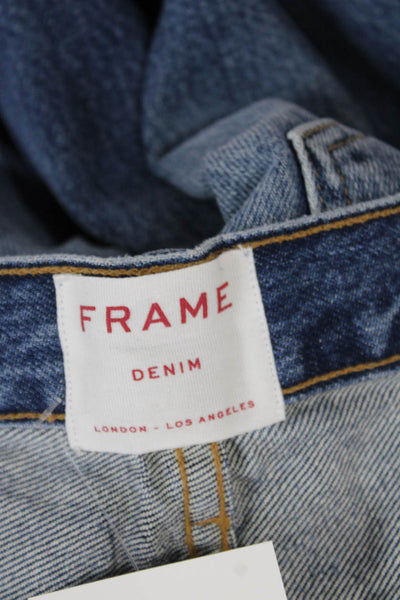 Frame Denim Womens Straight Jeans Blue Mid Rise Button Size 27