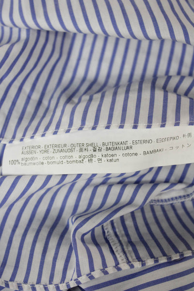 Zara Basic Collection Womens Blue Striped Off Shoulder Sleeve Blouse Size M