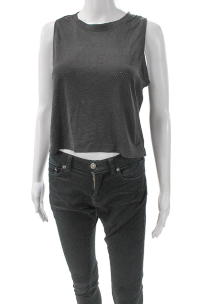 Lululemon Womens Laser Cut Detail Sleeveless Active Tank Top Black Size 2