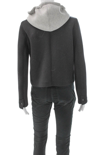Zara Womens Pea Coat Black Button Long Sleeve Polyester Size XS