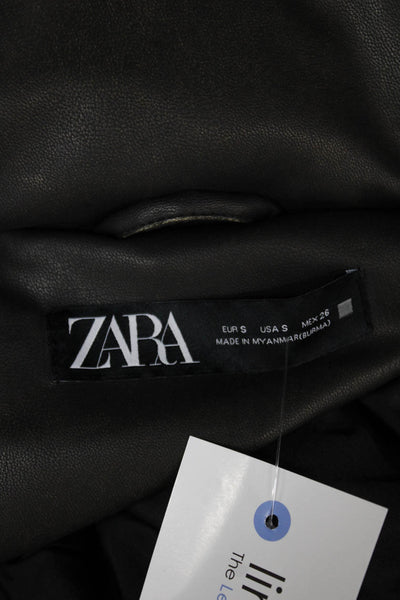 Zara Women Puffer Jacket Gray Polyester Zip Long Sleeve Fall Size S