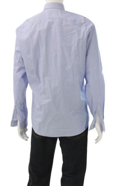 Boss Hugo Boss Mens Blue Striped Cotton Button-Up Dress Shirt Size M