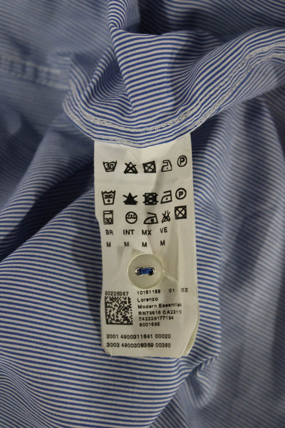 Boss Hugo Boss Mens Blue Striped Cotton Button-Up Dress Shirt Size M