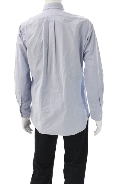 Ralph Lauren Mens Blue Cotton Collared Dress Shirt Button Up Long Sleeve Size M