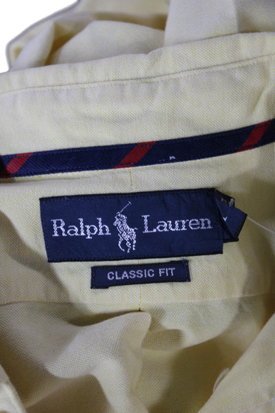 Ralph Lauren Mens Yellow Cotton Blend Button Up Dress Shirt Size M