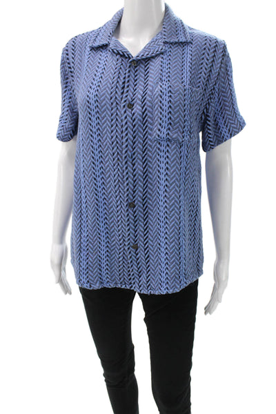 Corridor Mens Buttoned Down Herringbone Cotton Short Sleeve Shirt Size XS