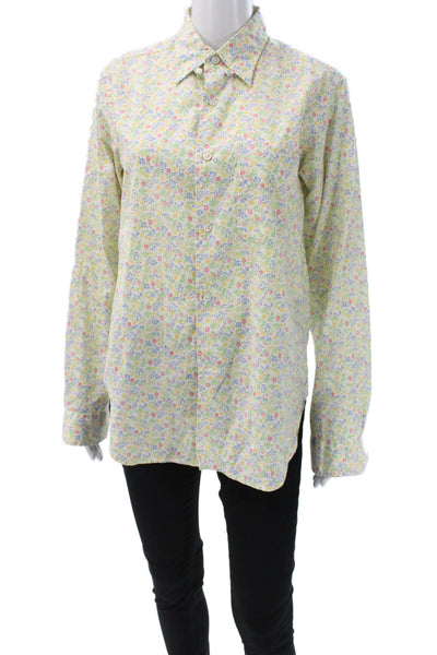 Garments Engineered Womens Button-Up Floral Cotton Long Sleeve Top Size S