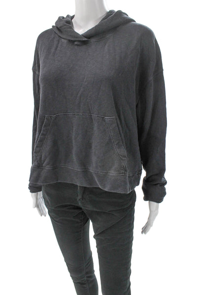 James Perse Womens Pullover Gray Cotton Blend Crewneck Long Sleeve Size 2