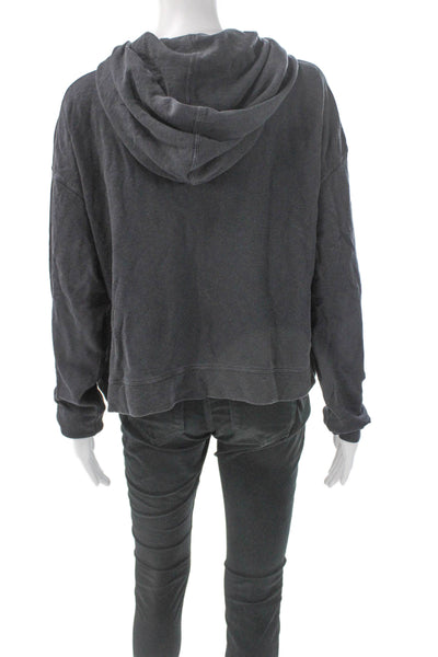 James Perse Womens Pullover Gray Cotton Blend Crewneck Long Sleeve Size 2