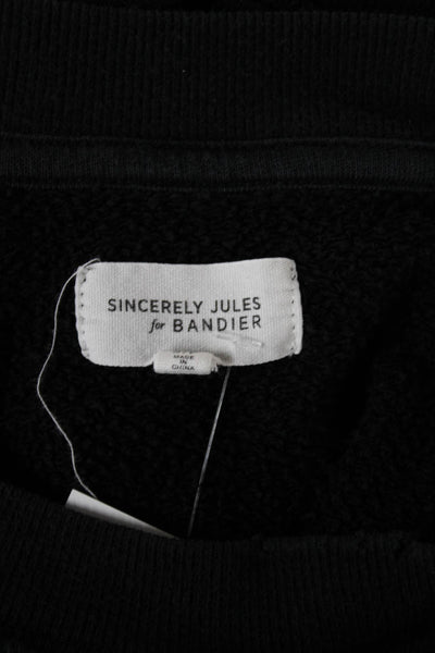 Sincerely Jules Women Pullover Sweatshirt Black Cotton Long Sleeve Size S