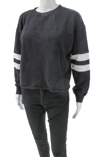 Year Of Ours Womens Black Pullover Sweatshirt Crew Neck Size S