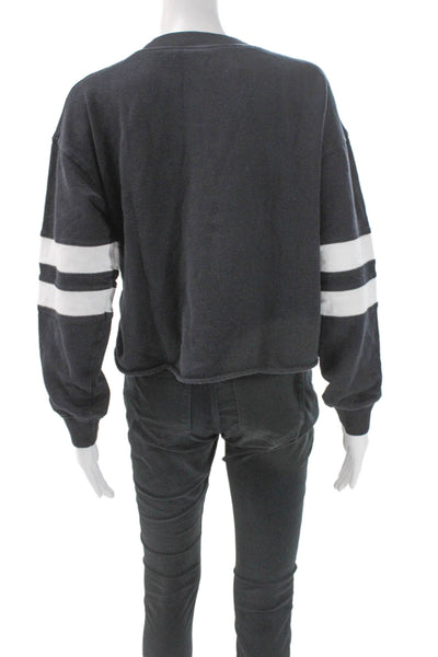 Year Of Ours Womens Black Pullover Sweatshirt Crew Neck Size S