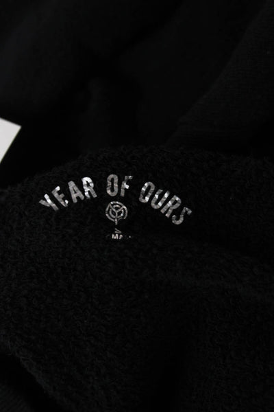Year Of Ours Womens Black Pullover Sweatshirt Crew Neck Size S