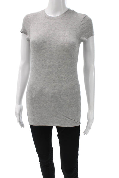 Vince Womens Tunic T-Shirt Gray Crew Neck Short Sleeve Cotton Spandex Size XS