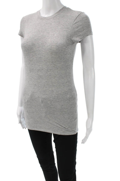 Vince Womens Tunic T-Shirt Gray Crew Neck Short Sleeve Cotton Spandex Size XS