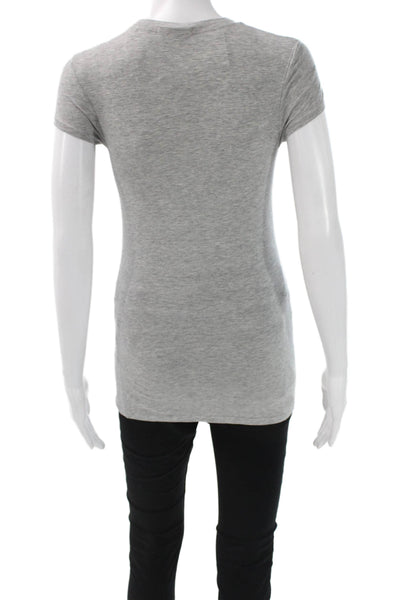Vince Womens Tunic T-Shirt Gray Crew Neck Short Sleeve Cotton Spandex Size XS