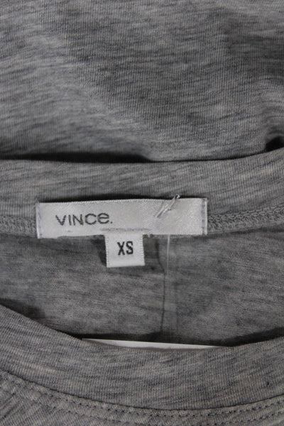 Vince Womens Tunic T-Shirt Gray Crew Neck Short Sleeve Cotton Spandex Size XS