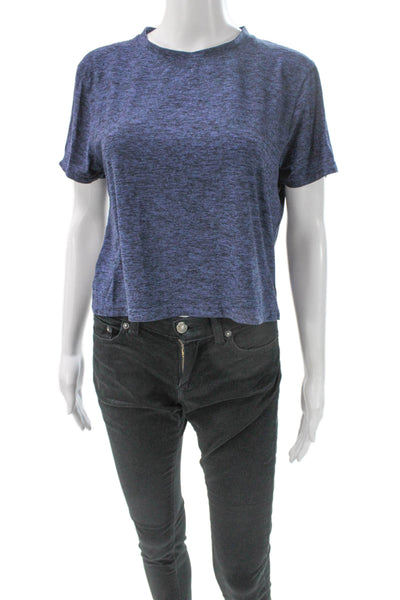 Outdoor Voices Womens Cropped T-Shirt Blue Crew Neck Short Sleeve Size M