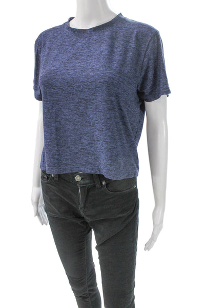 Outdoor Voices Womens Cropped T-Shirt Blue Crew Neck Short Sleeve Size M