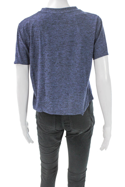 Outdoor Voices Womens Cropped T-Shirt Blue Crew Neck Short Sleeve Size M