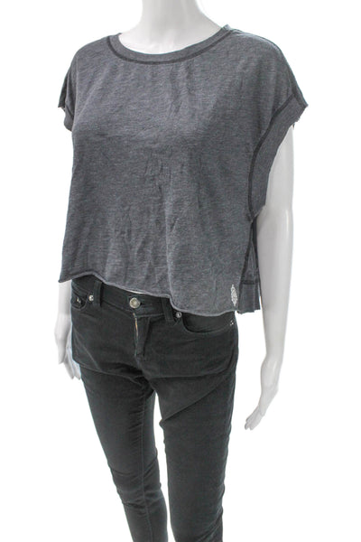 FP Movement Women Cropped Gray Tee Round Neck Size XS