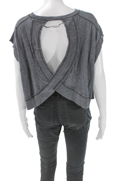 FP Movement Women Cropped Gray Tee Round Neck Size XS