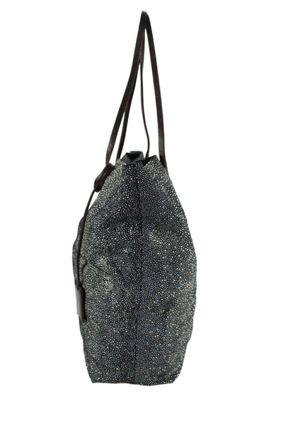 Linde Gallery Womens Textured Medium Tote Bag Handbag Black Combo