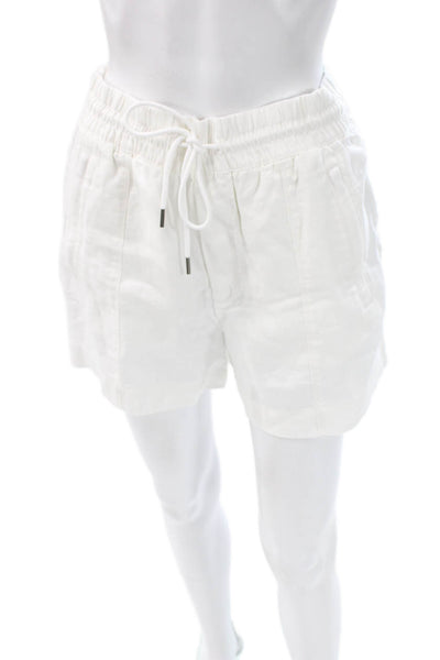 Athleta Women White Linen Drawstring Shorts Petite Size S