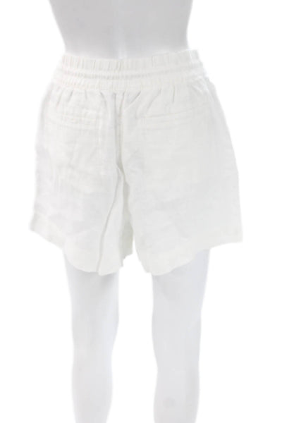 Athleta Women White Linen Drawstring Shorts Petite Size S