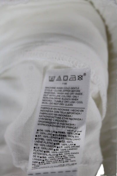 Athleta Women White Linen Drawstring Shorts Petite Size S