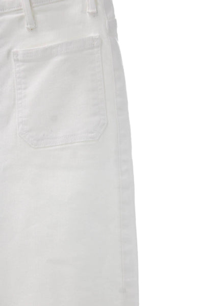 Mother Womens Cropped High Rise Jeans White Cotton Blend Button Fly Size 28