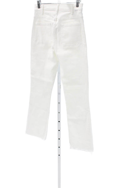 Mother Womens Cropped High Rise Jeans White Cotton Blend Button Fly Size 28