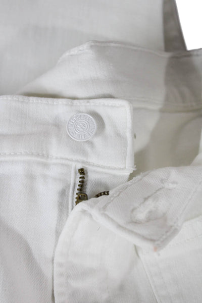 Mother Womens Cropped High Rise Jeans White Cotton Blend Button Fly Size 28