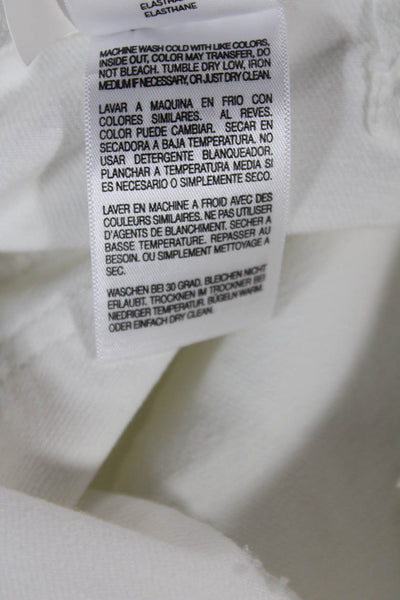 Mother Womens Cropped High Rise Jeans White Cotton Blend Button Fly Size 28
