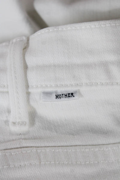 Mother Womens Cropped High Rise Jeans White Cotton Blend Button Fly Size 28