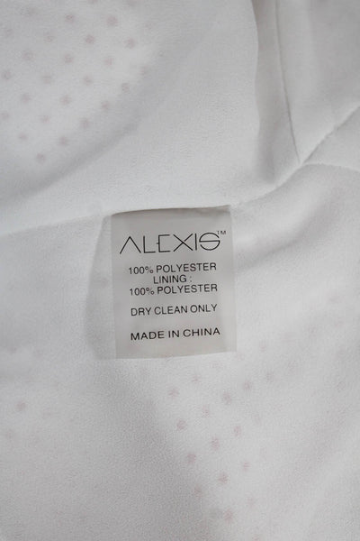 Alexis Womens Mini Polka Dot V Neck White Button Short Sleeve Dress Size M