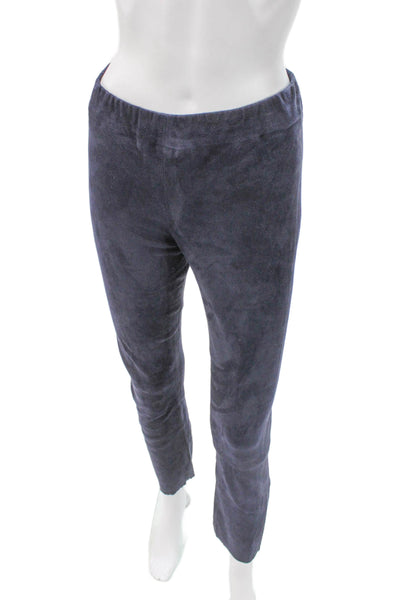 Sharis Place Womens Blue Velour Ankle Leggings Size 8