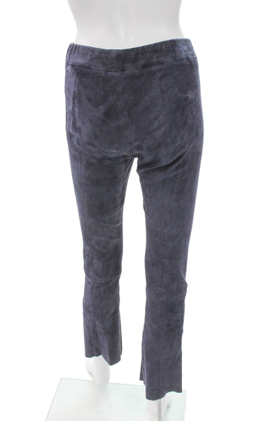Sharis Place Womens Blue Velour Ankle Leggings Size 8
