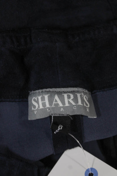 Sharis Place Womens Blue Velour Ankle Leggings Size 8